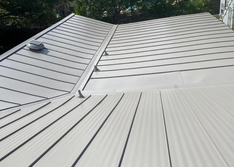 Solar attic fan installed on a metal roof for Roof Ventilation in Casa de Oro-Mount Helix